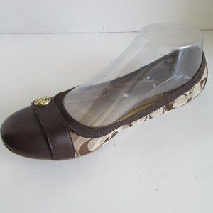 Coach Ballerina Flats Canvas & Leather Logo Like New